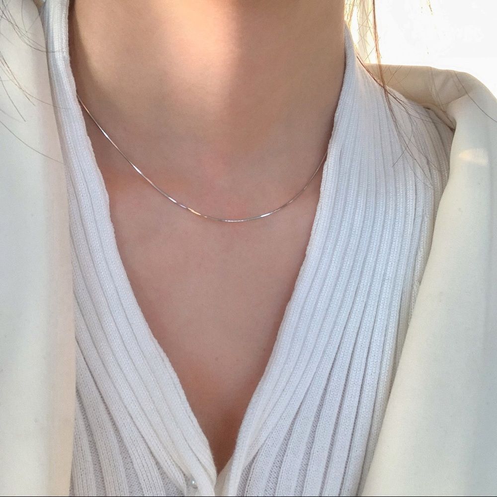 Brand New 925 Sterling Silver Layered Necklace Sparking 3pc Set Minimalist Chain - Picture 5 of 9